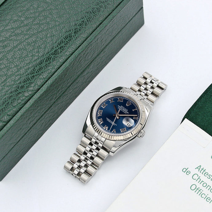 Rolex Datejust ref. 116234 Blue Soleil Roman Dial - Jubilee - Full Set