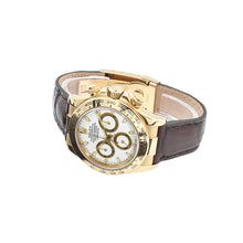Carica l&#39;immagine nel visualizzatore di Gallery, Rolex Daytona ref. 116518 - 18k Yellow Gold and Leather Strap - White dial
