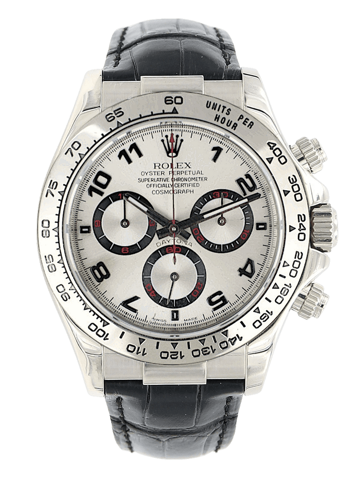 Rolex Daytona ref. 116519 Silver Racing Dial - White Gold 18K - Leather Strap - Full Set