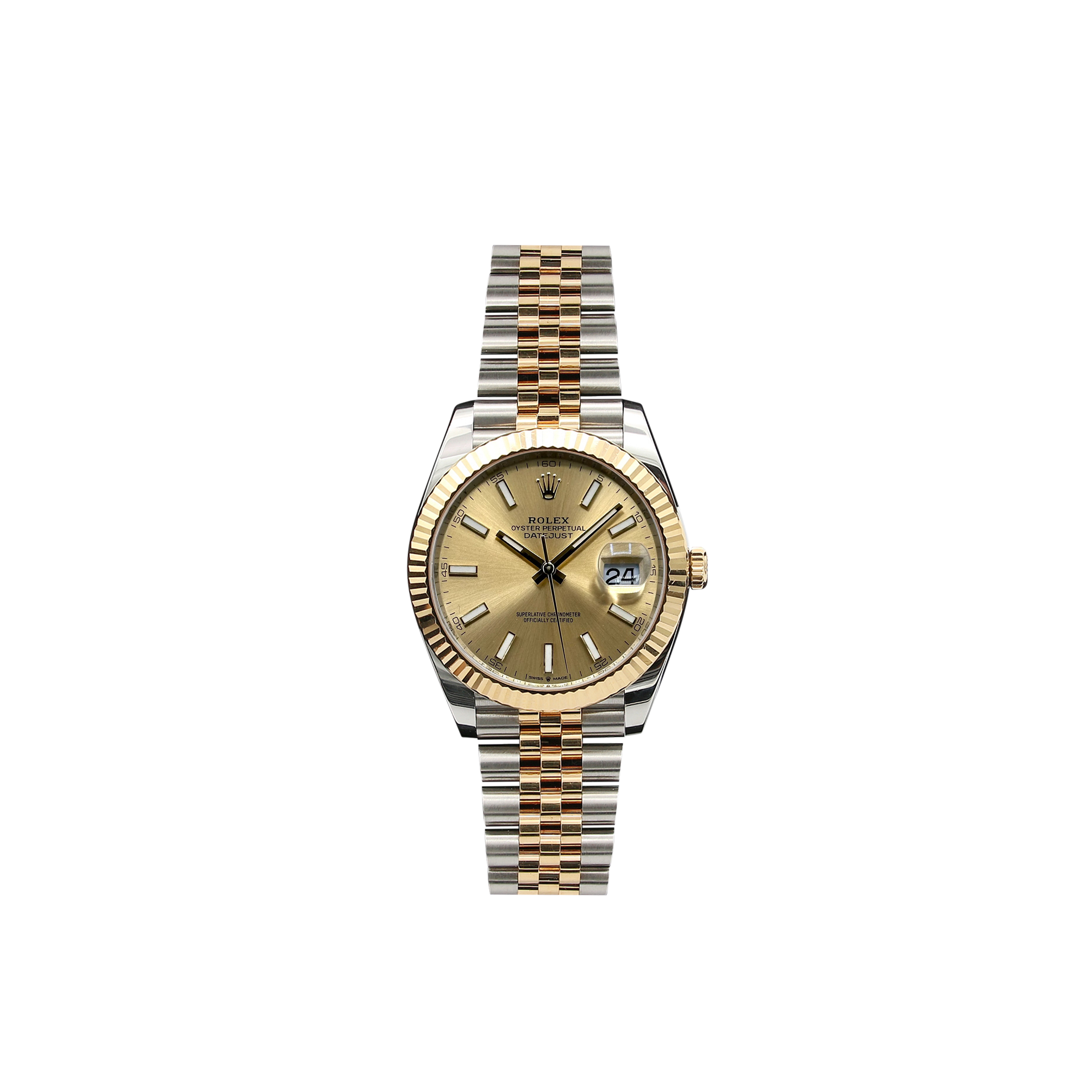Rolex Datejust ref. 126333 Jubilee-Armband mit Champagner-Zifferblatt – komplettes Set