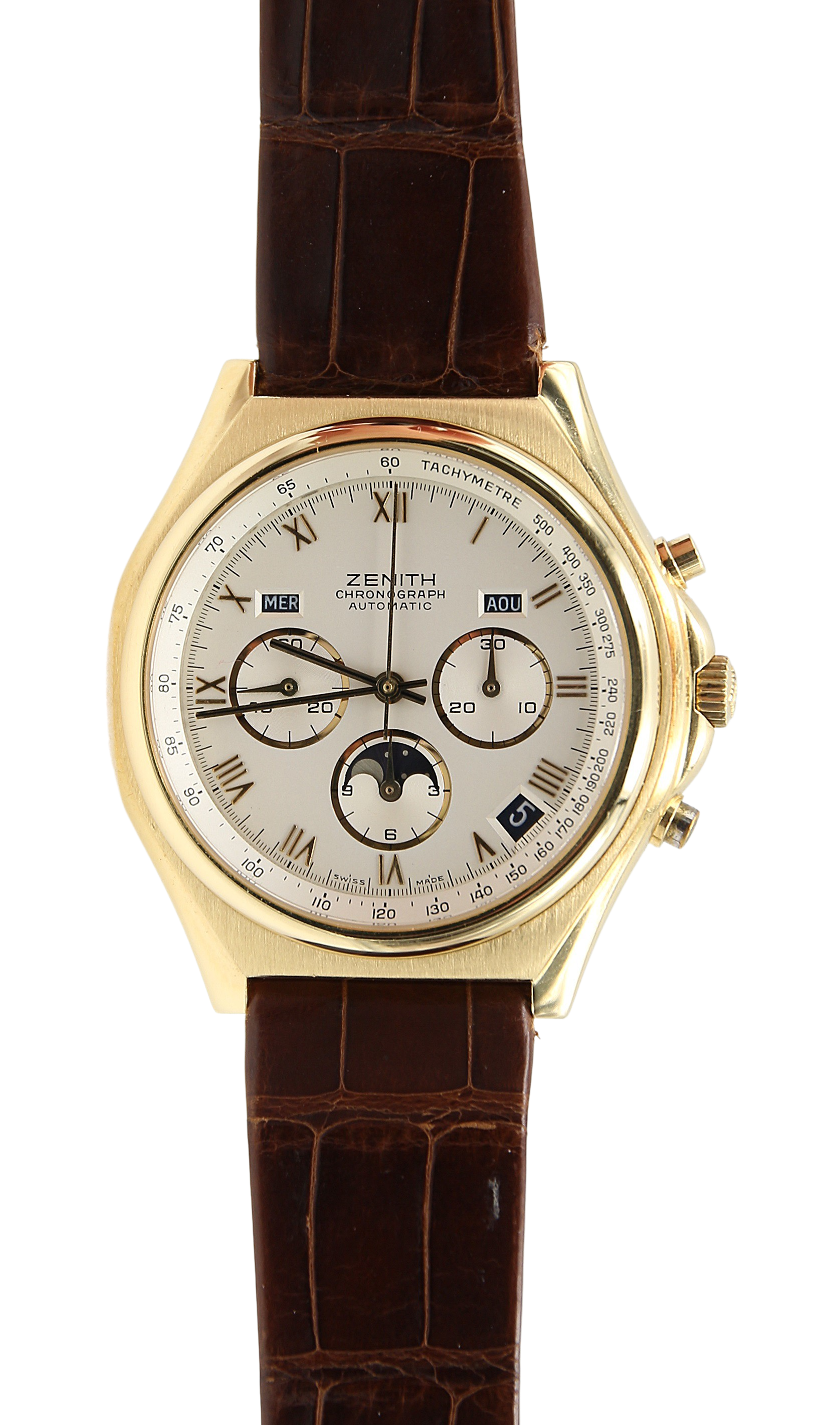 Zenith El Primero ref. 95.0102.418 Calendar Moon Phases L.E. 18k Gold with Leather strap