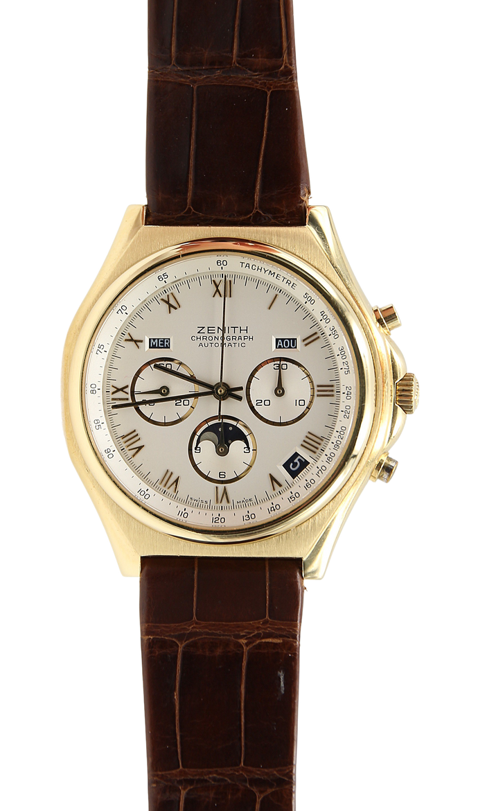 Zenith El Primero ref. 95.0102.418 Calendar Moon Phases L.E. 18k Gold with Leather strap