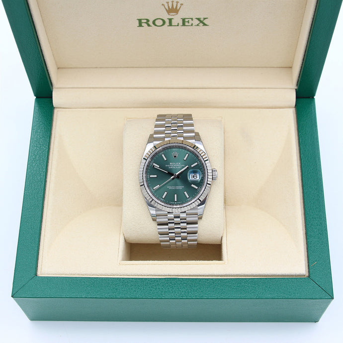 Rolex Datejust ref. 126234 Green Dial Jubilee bracelet - Full Set