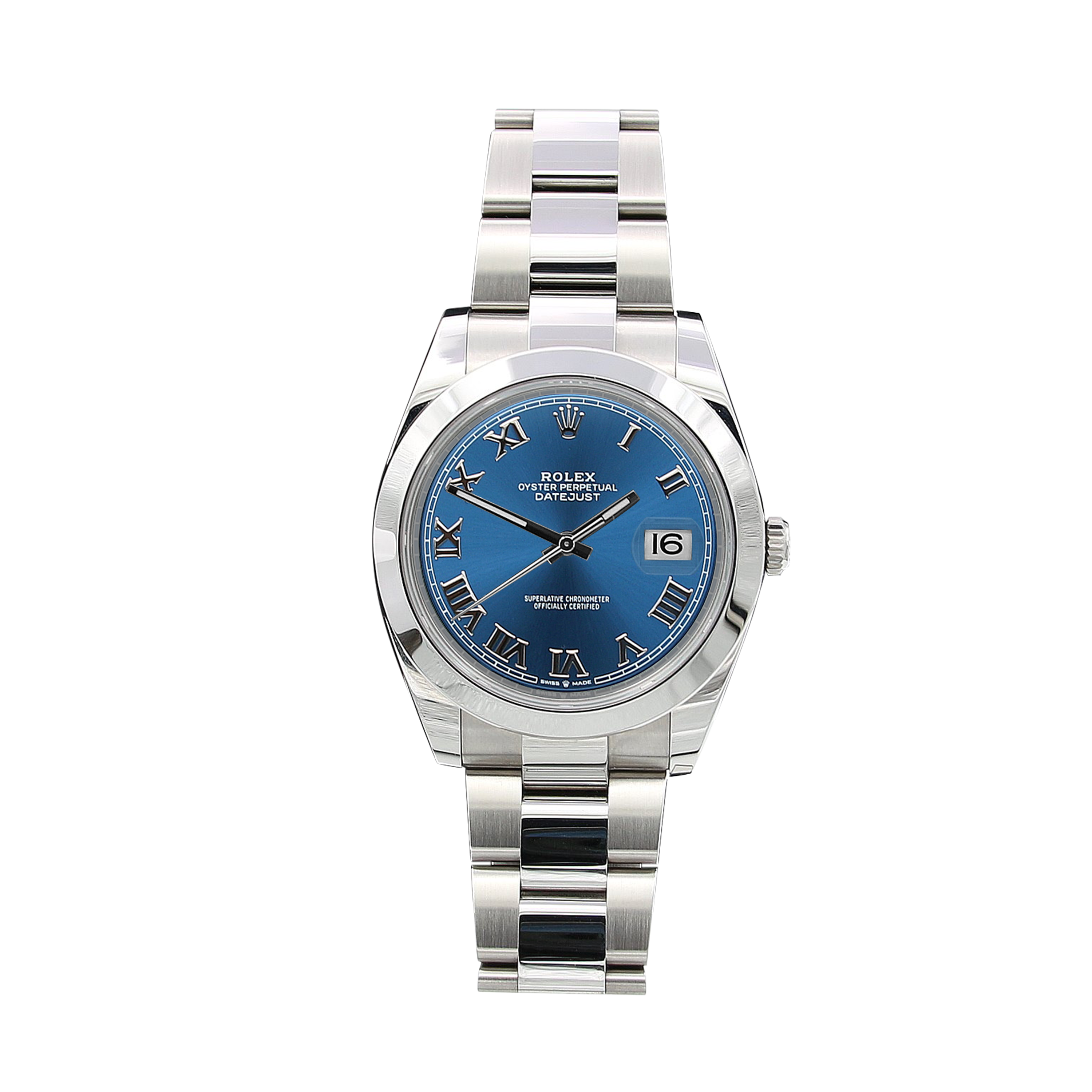 Rolex Datejust ref. 126300 Blue Roman Dial Oyster bracelet Full Set
