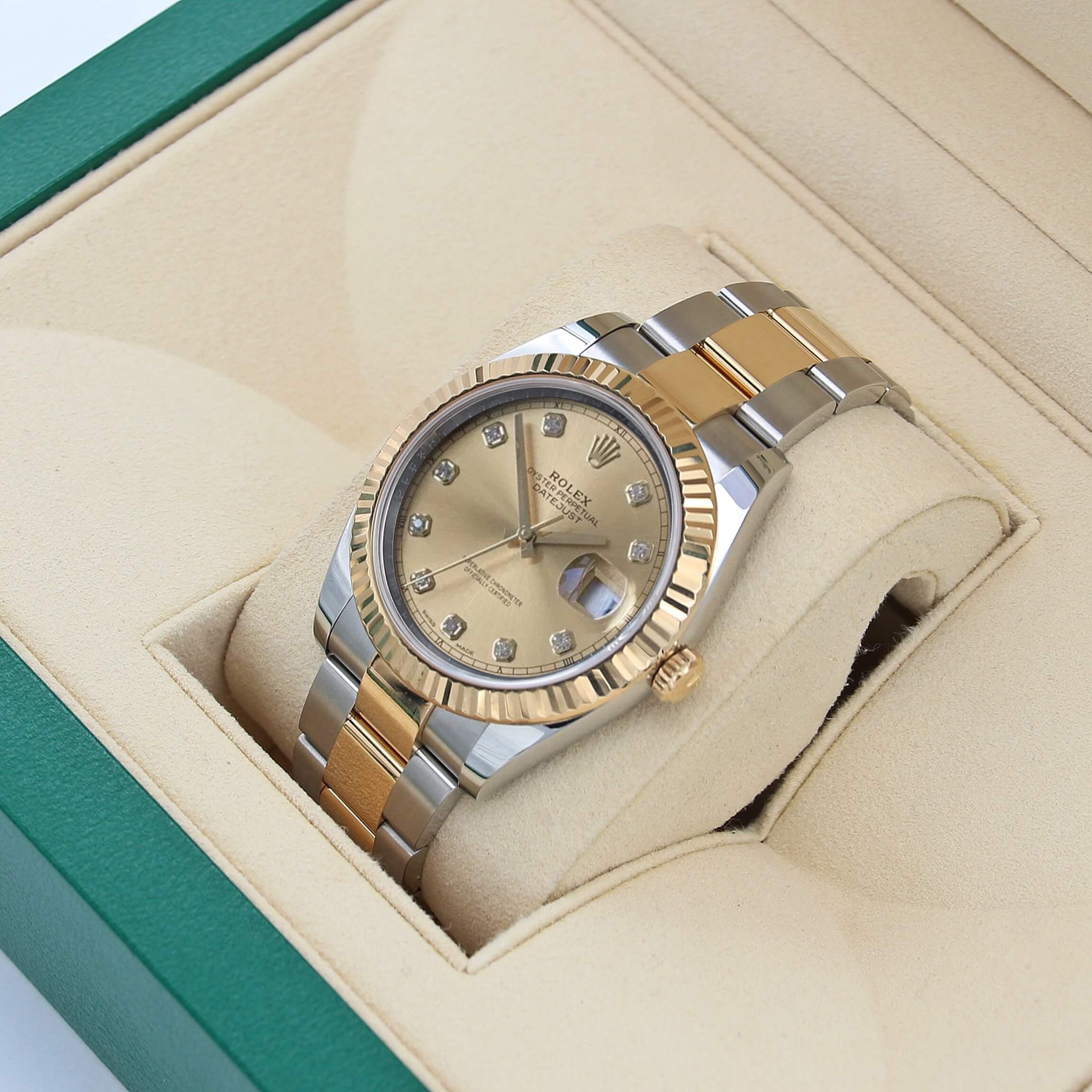 Rolex Datejust ref. 126333 Champagne Diamonds Dial Oyster bracelet - Full Set