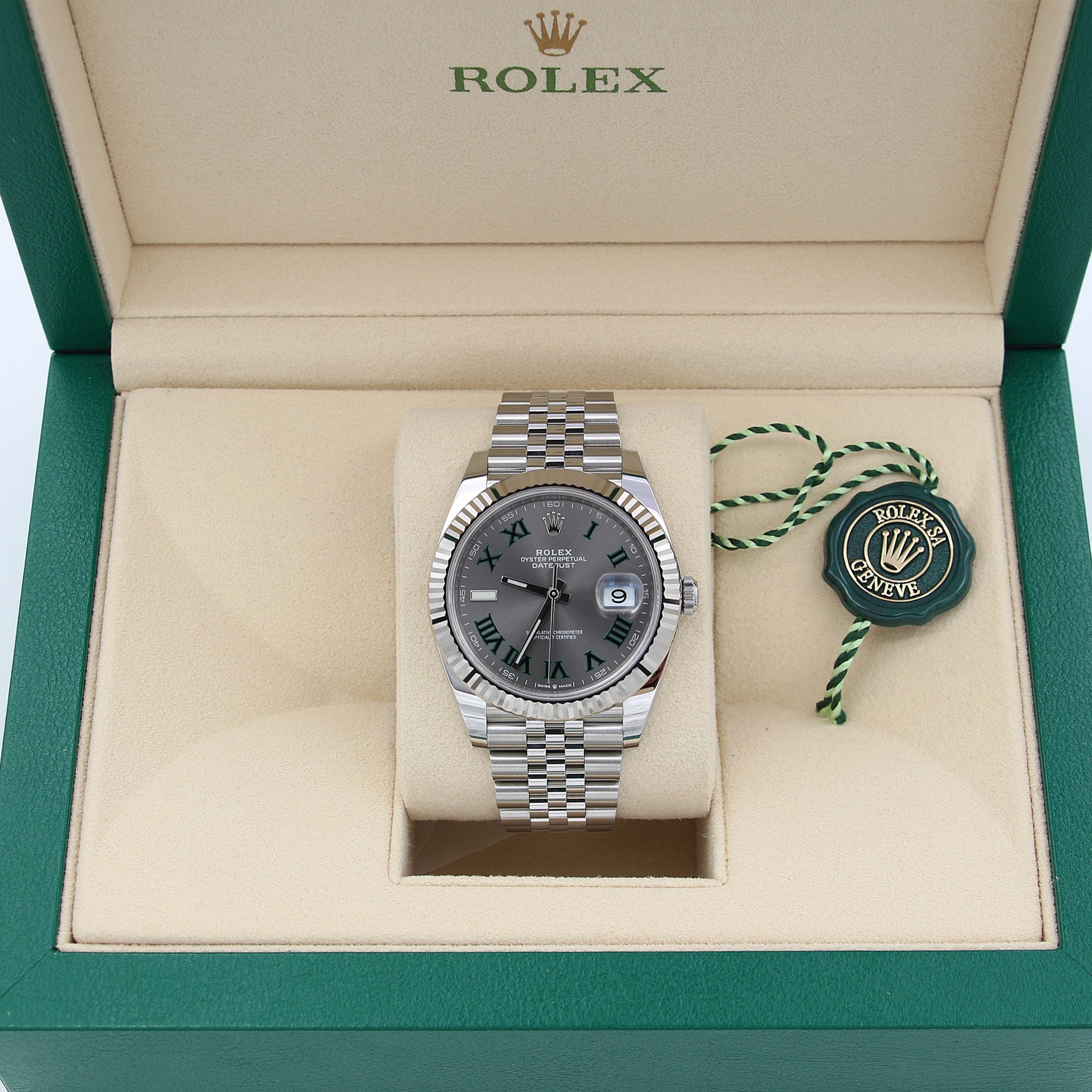 Rolex Datejust 41 Steel Rose Gold Wimbledon Dial Mens Watch 126331 Box Card  | SwissWatchExpo