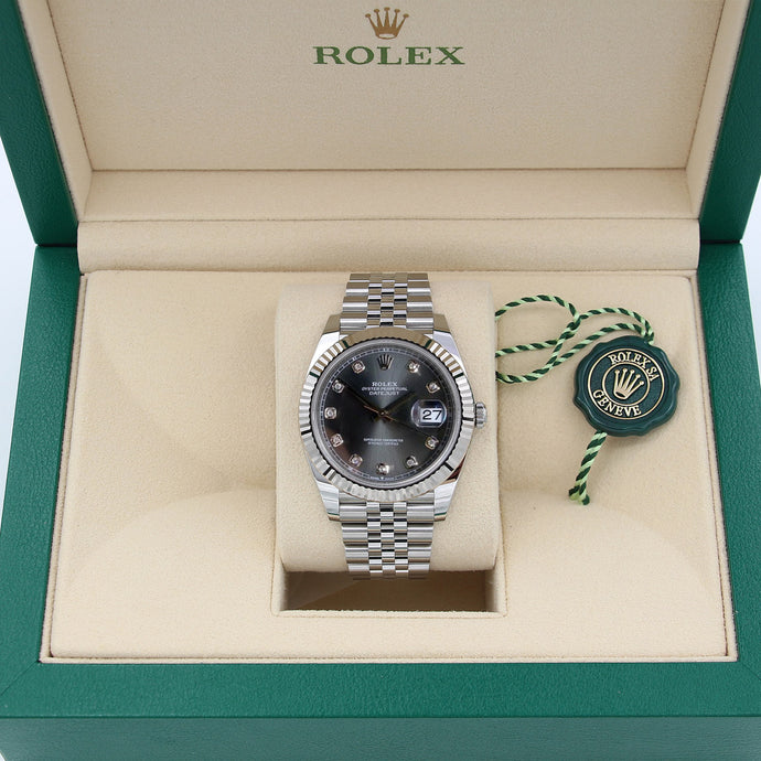 Rolex Datejust ref. 126334 Slate Gray Diamonds Dial Jubilee bracelet - Full Set