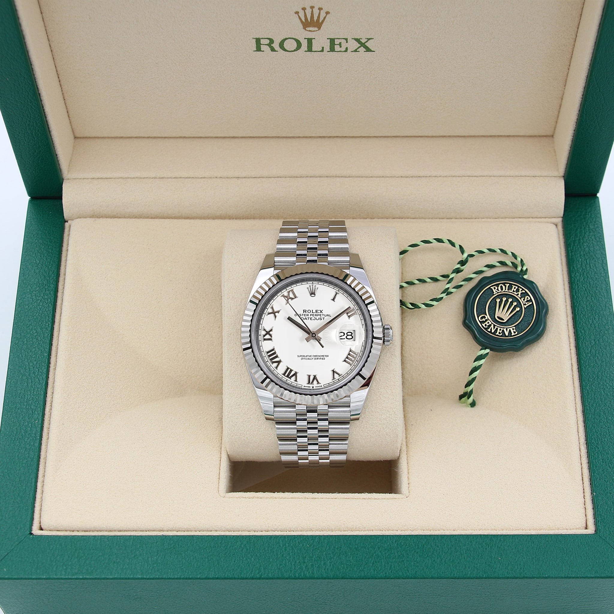 Rolex Datejust ref. 126334 White Roman Dial Jubilee bracelet 
