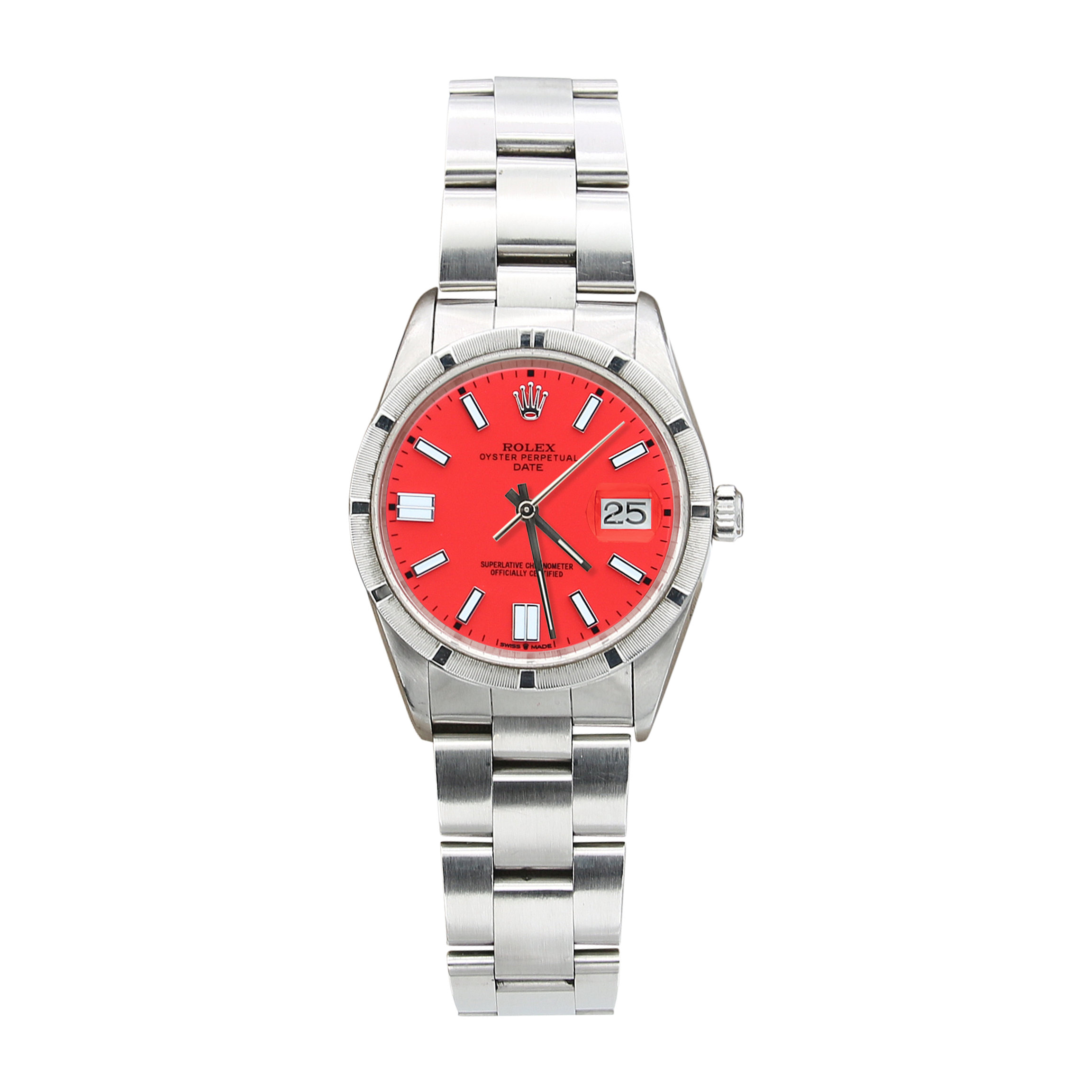 Rolex Date Ref. 15210 – Oyster-Armband – rotes Zifferblatt