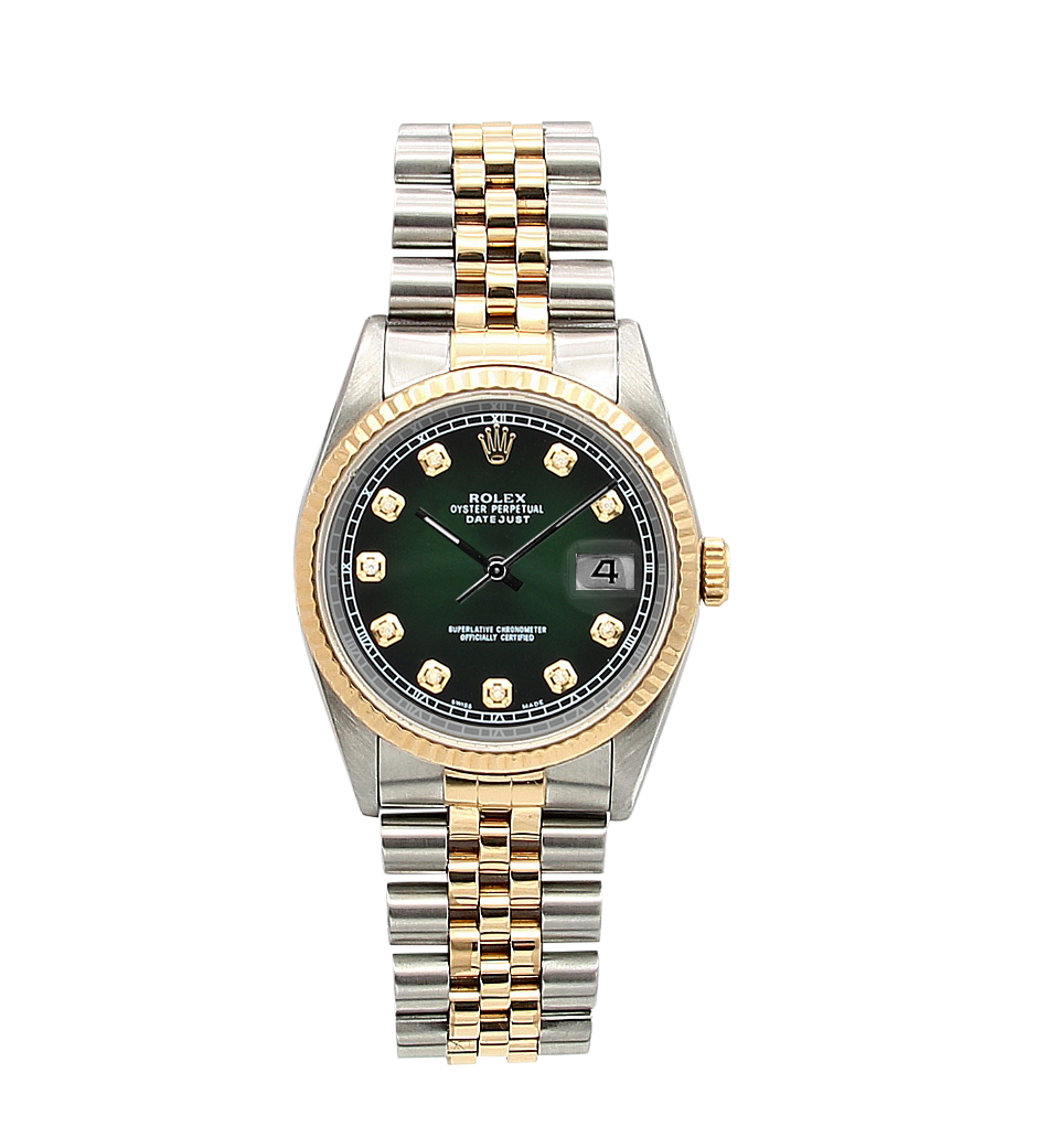 Rolex Datejust ref. 16233 Steel/Gold - Degradee Green Dial - Jubilee bracelet
