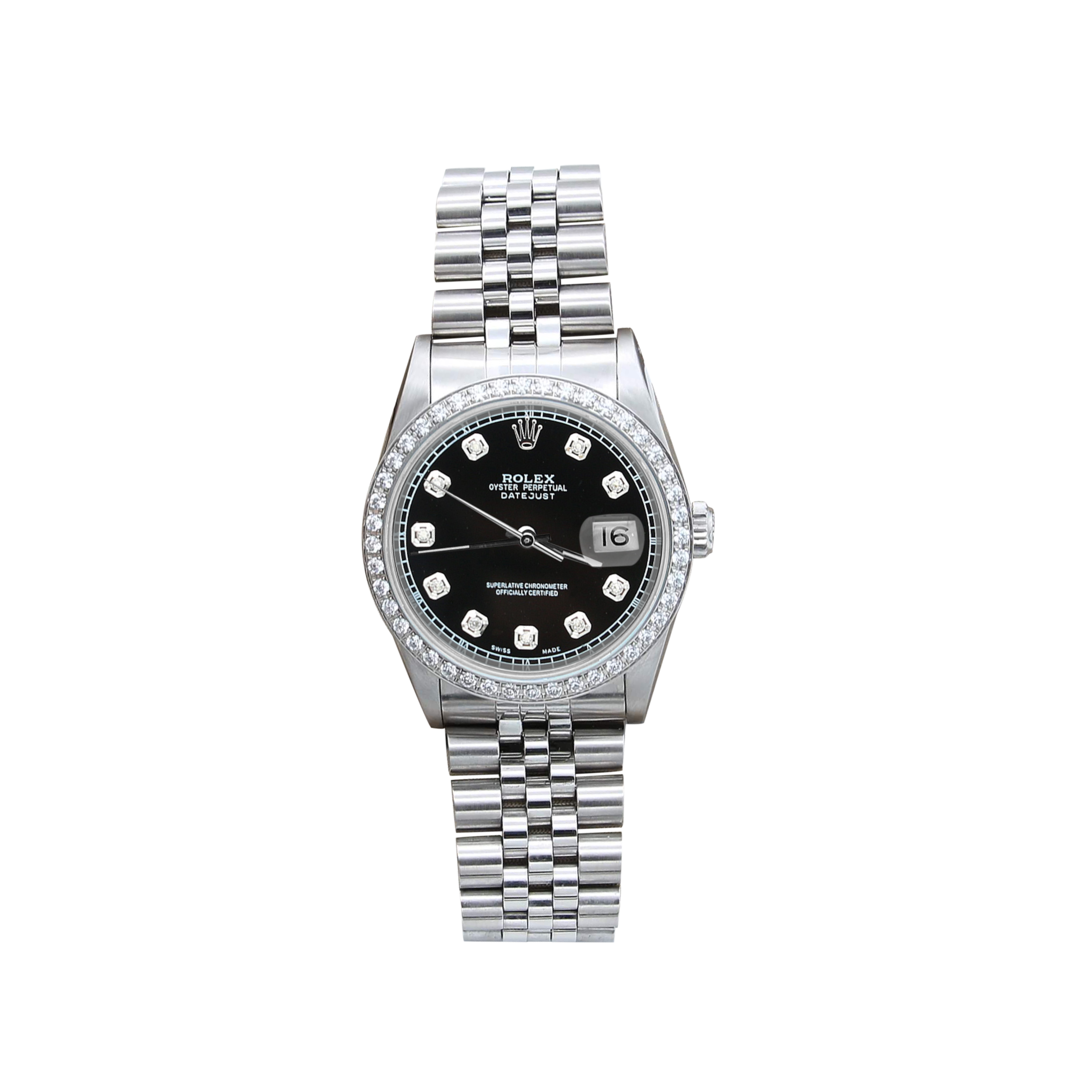 Rolex Datejust ref. 16014 Black Gloss - Zircons Dial and - Jubil – Debonar Watches z