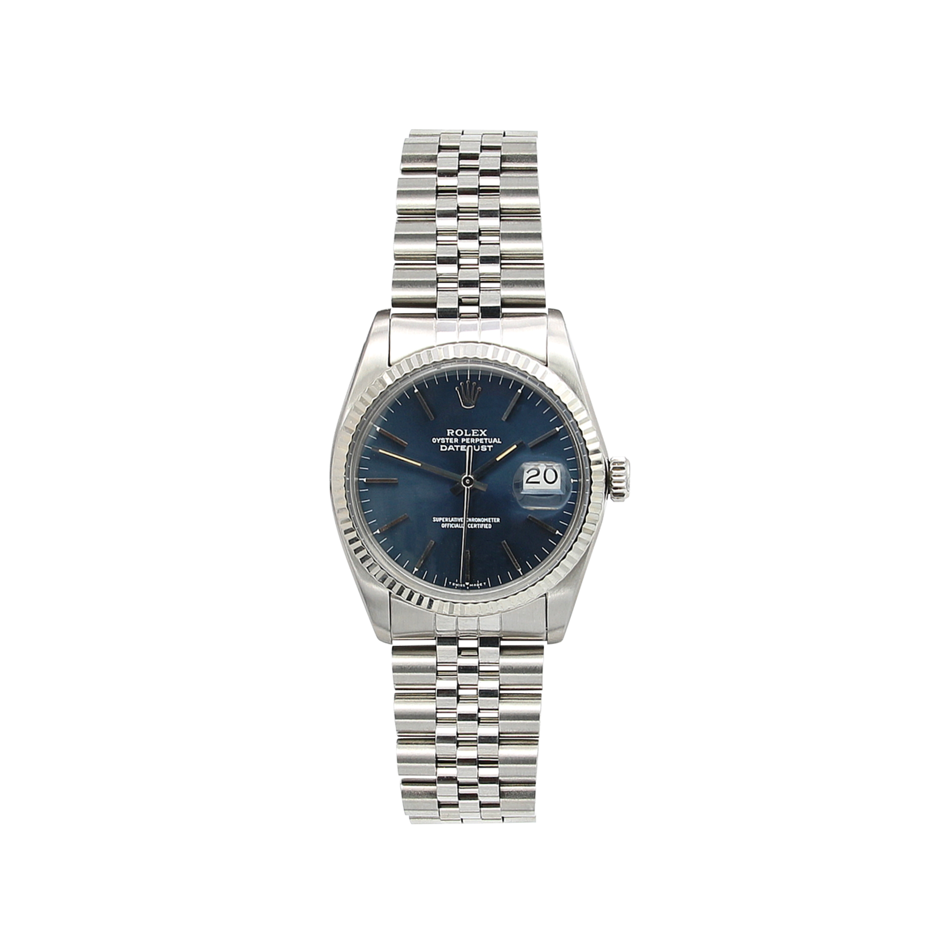 Rolex Datejust ref. 16014 - Blue Soleil dial - Warranty Rolex
