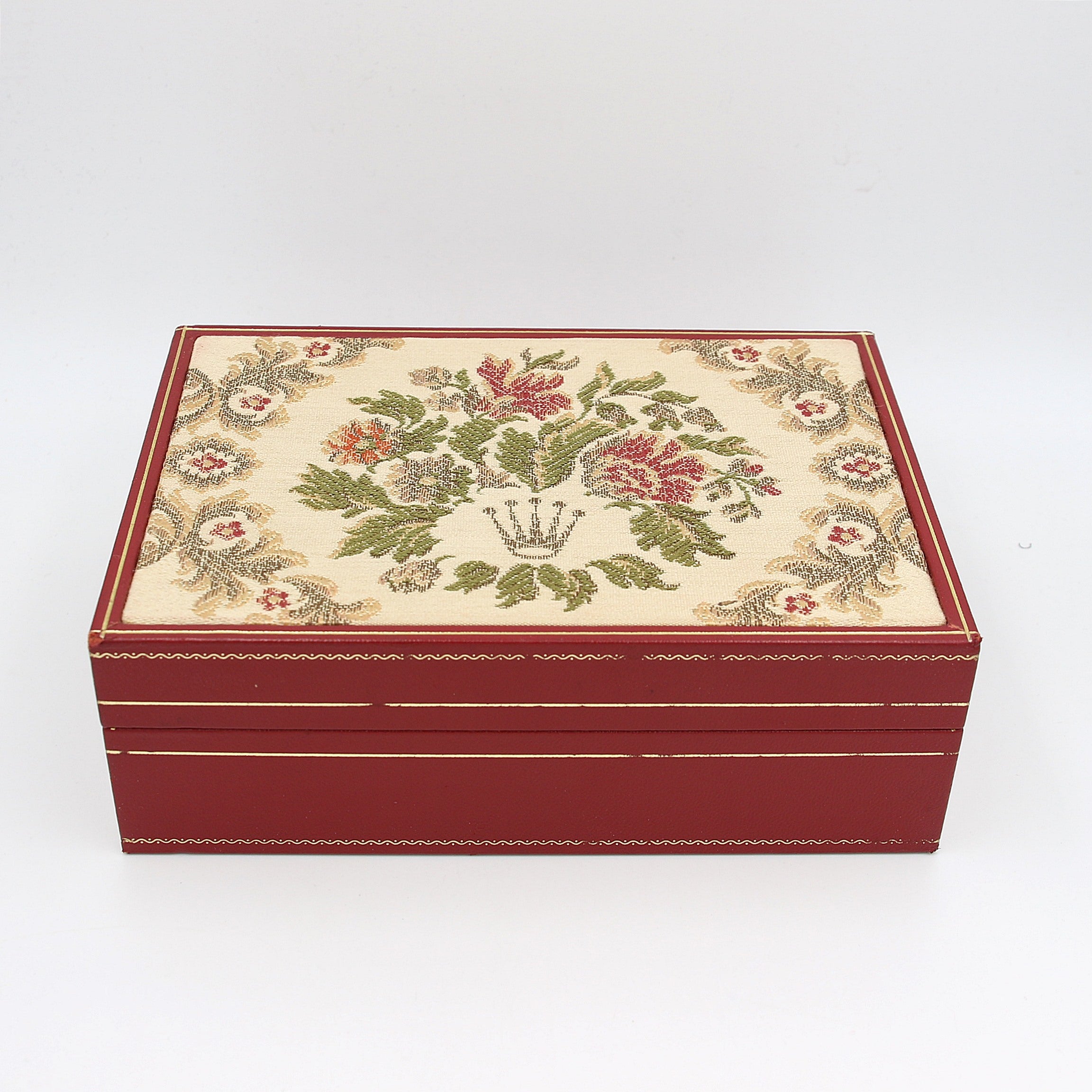 Rolex-Uhrenbox | Vintage Box Lady Red und Gold "Embroidered" Gobelin President 60.01.2