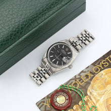 Charger l&#39;image dans la galerie, Rolex Datejust ref. 1601 - White Gold Bezel - Black Dial (V I) - Jubilee bracelet
