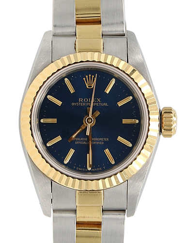 Rolex Oyster Perpetual ref. 67193 Steel/Gold Blue Dial Oyster Bracelet Rolex Lady Oyster watch