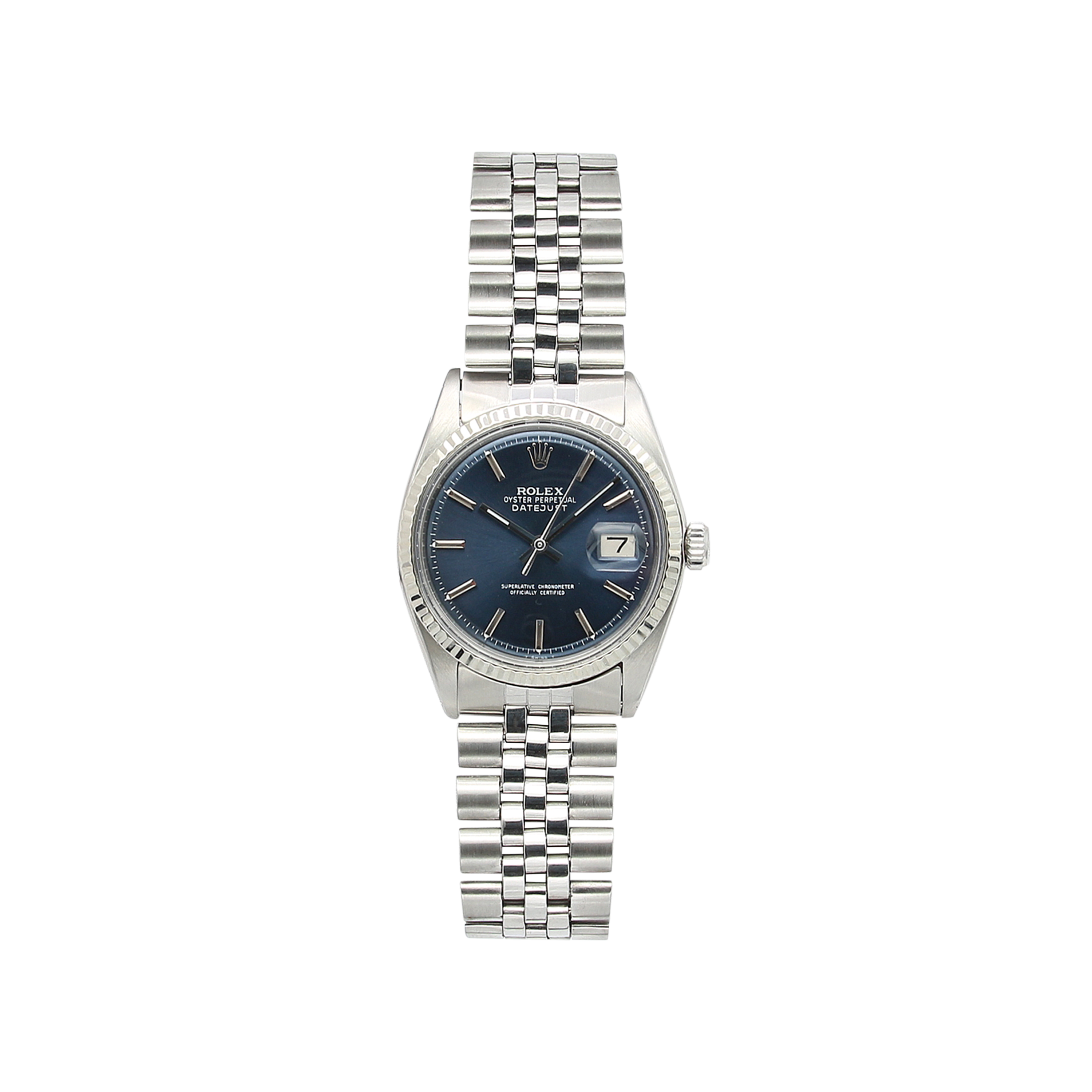 Rolex Datejust ref. 1601 - White Gold Bezel - Blue Dial (V I) - Jubilee bracelet