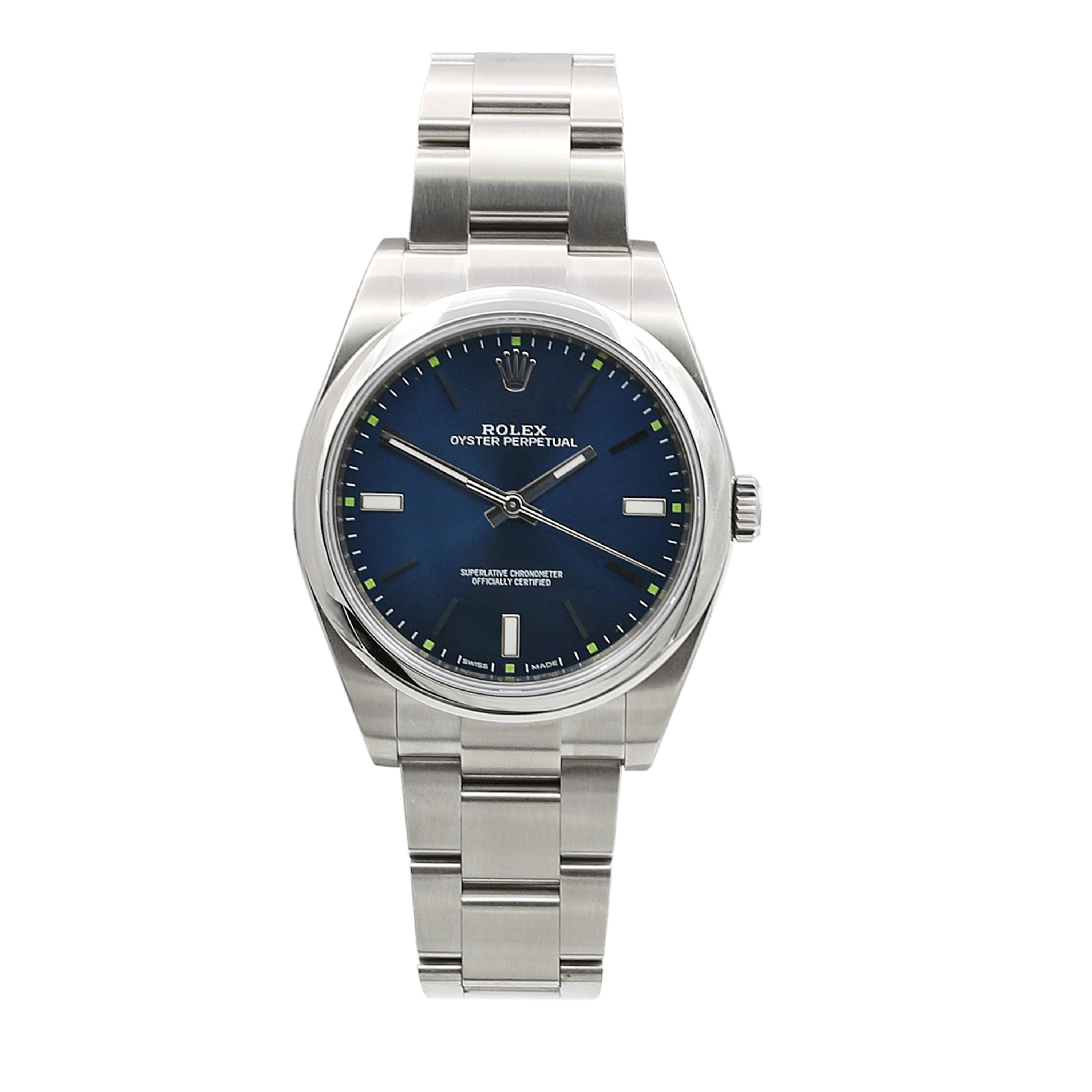 Rolex Oyster Perpetual ref. 114300 39 mm – blaues Zifferblatt – mit Rolex-Garantie