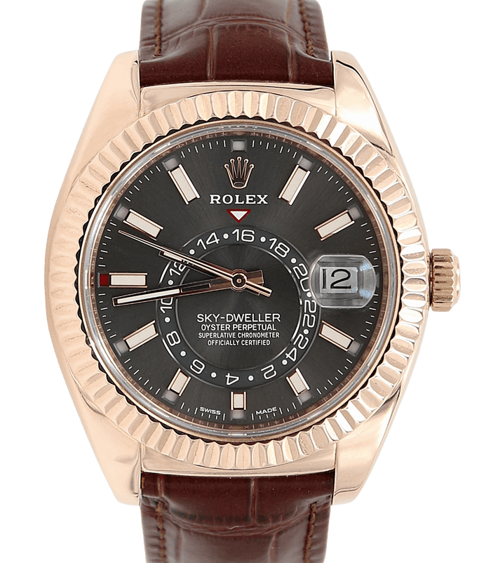 Rolex Sky-Dweller ref. 326135 Rose Gold Leather Strap