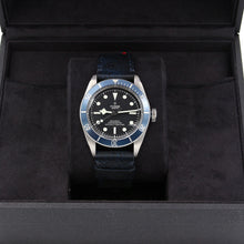 Załaduj obraz do przeglądarki galerii, Tudor Heritage Black Bay 79230B - Blue Bezel Leather strap - NEW 2022 Full Set
