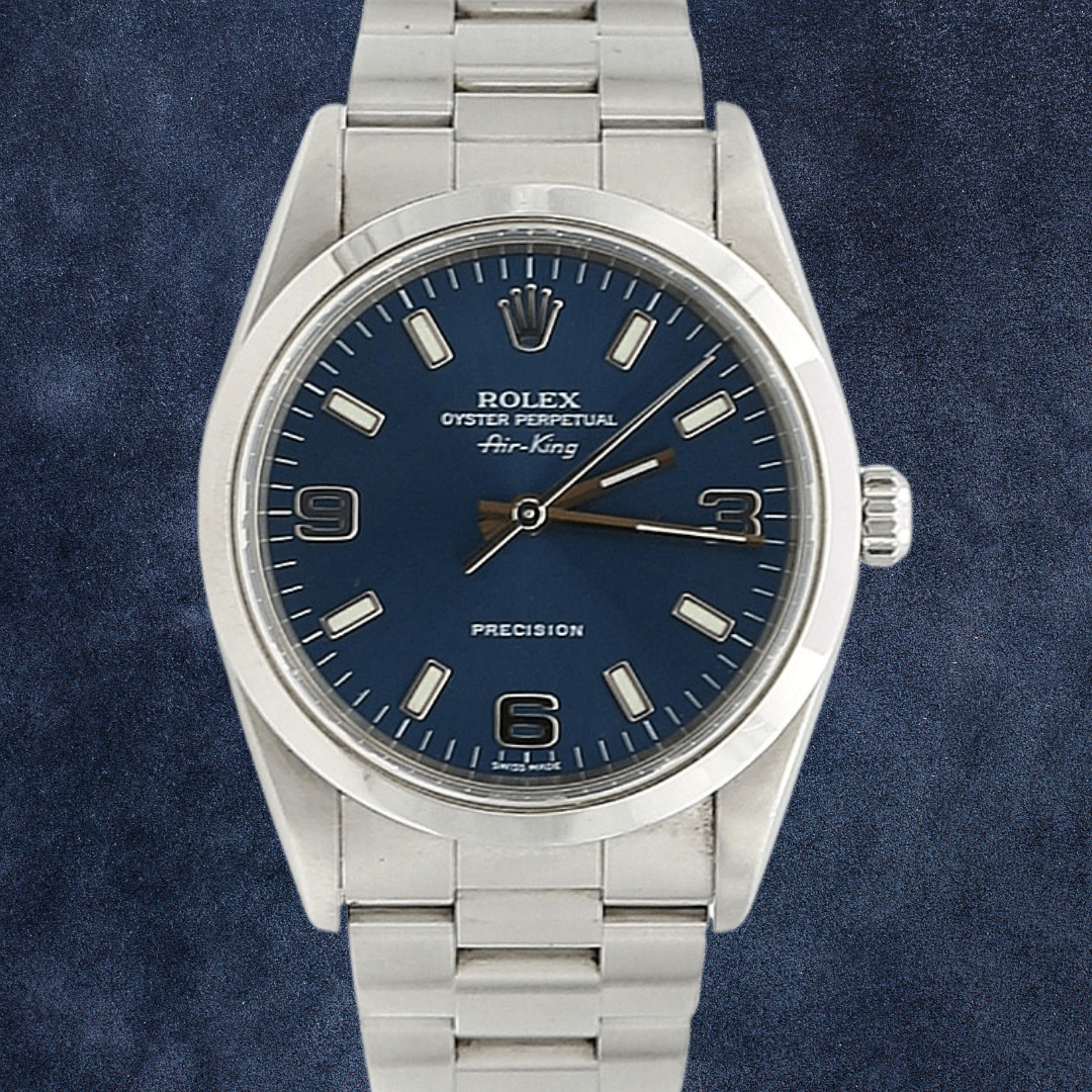 Rolex Air-King ref. 14000 Blue Arabic Dial 3-6-9 - Full Set