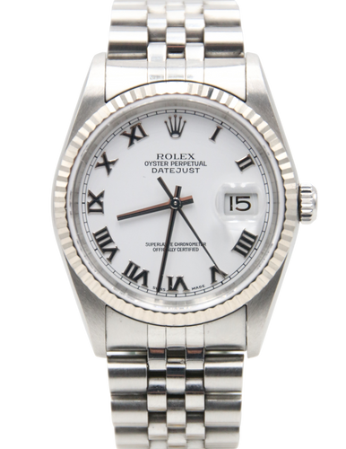 Rolex Datejust ref. 16234 White Roman Dial with Jubilee Bracelet - Debonar Watches - Watch - Debonar Watches