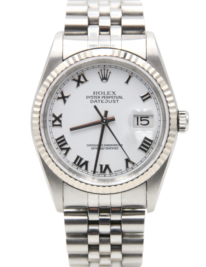 Rolex Datejust ref. 16234 White Roman Dial with Jubilee Bracelet - Debonar Watches - Watch - Debonar Watches
