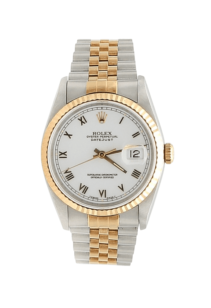Rolex Datejust ref. 16233 Steel/Gold - White Roman dial Jubilee - Full Set