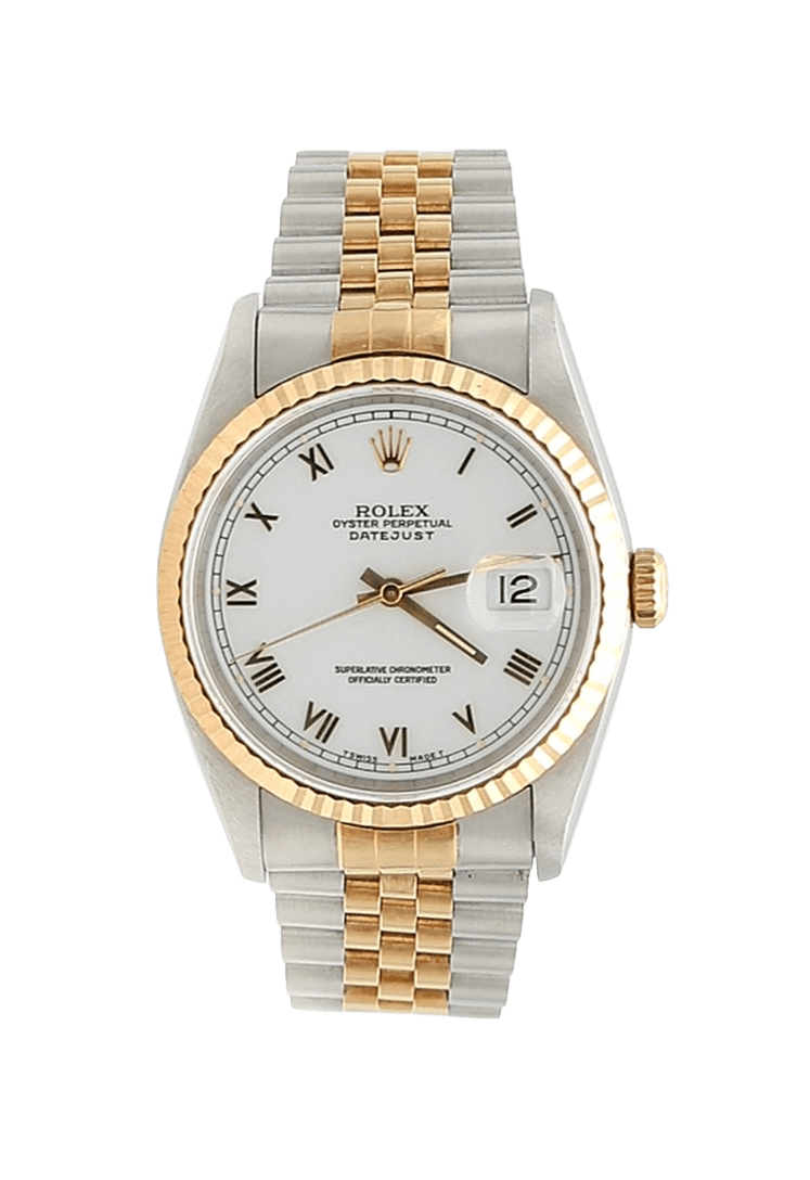 Rolex Datejust ref. 16233 Steel Gold White Roman dial Jubilee