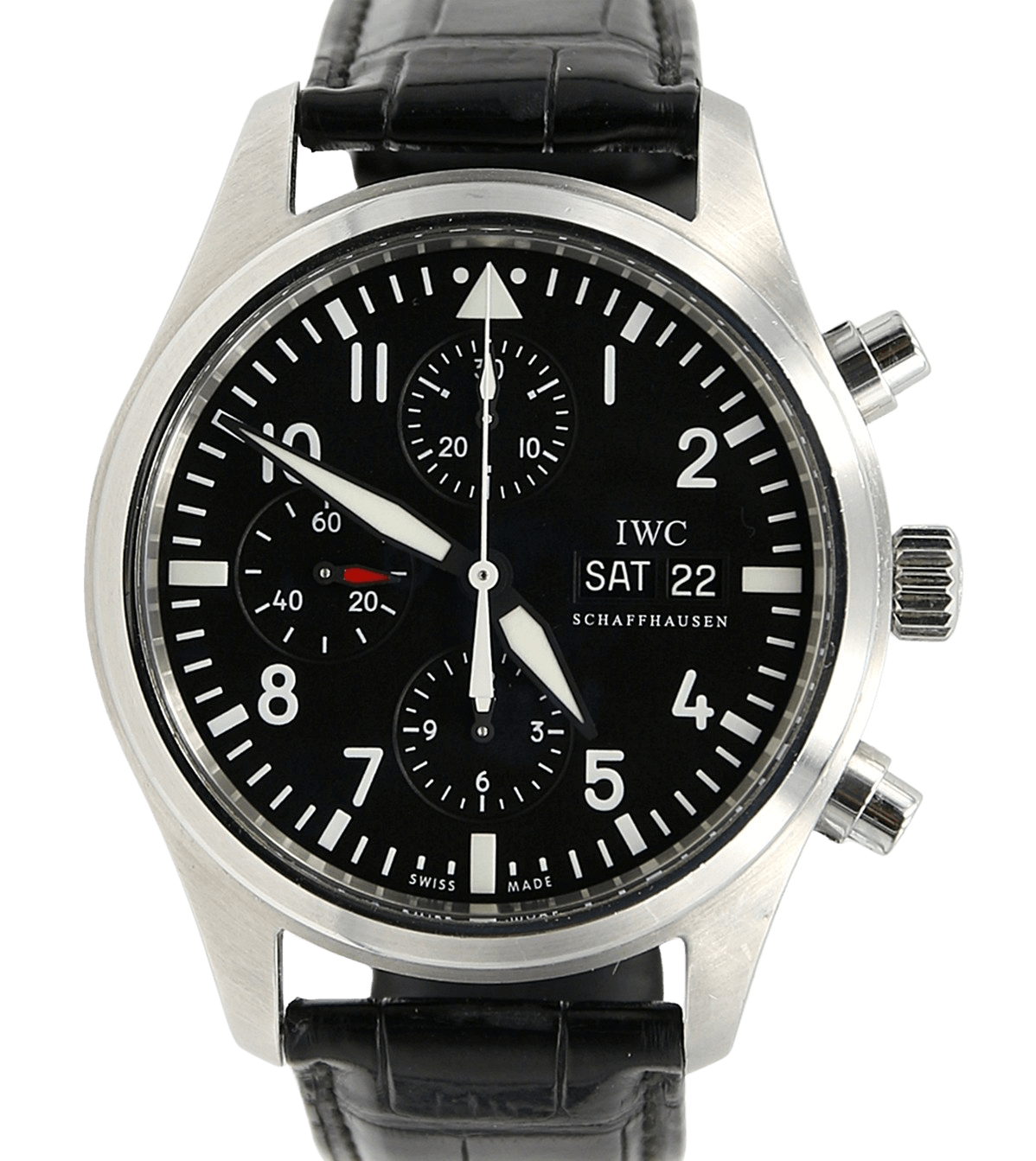 IWC Pilot Chronograph Day date ref. IW371701 Leather Strap