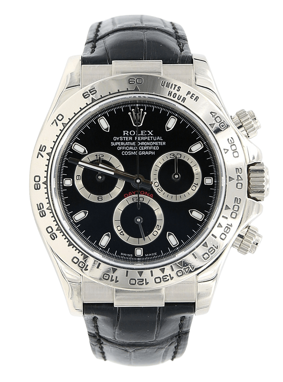 diktator lomme Jurassic Park Rolex Daytona ref. 116519 Black Dial - White Gold 18K - Leather Strap –  Debonar Watches Sp. z o.o