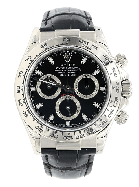 Rolex Daytona ref. 116519 Black Dial White Gold 18K Leather