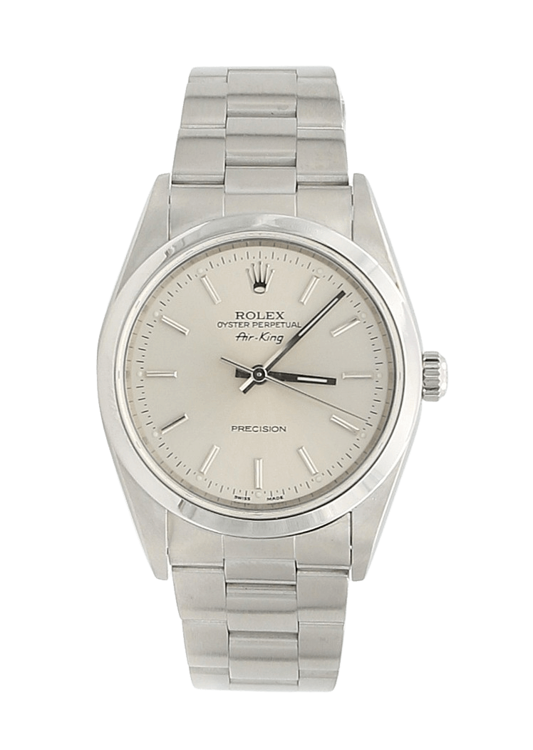 Silver rolex air king best sale