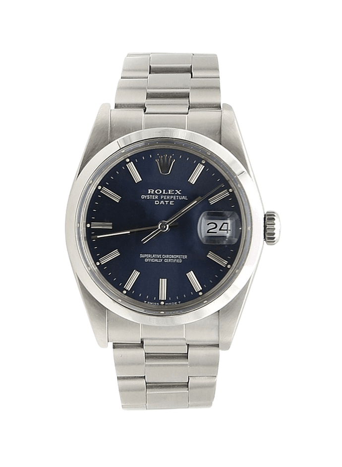 Rolex Date ref. 15000 Blue Dial Oyster Bracelet