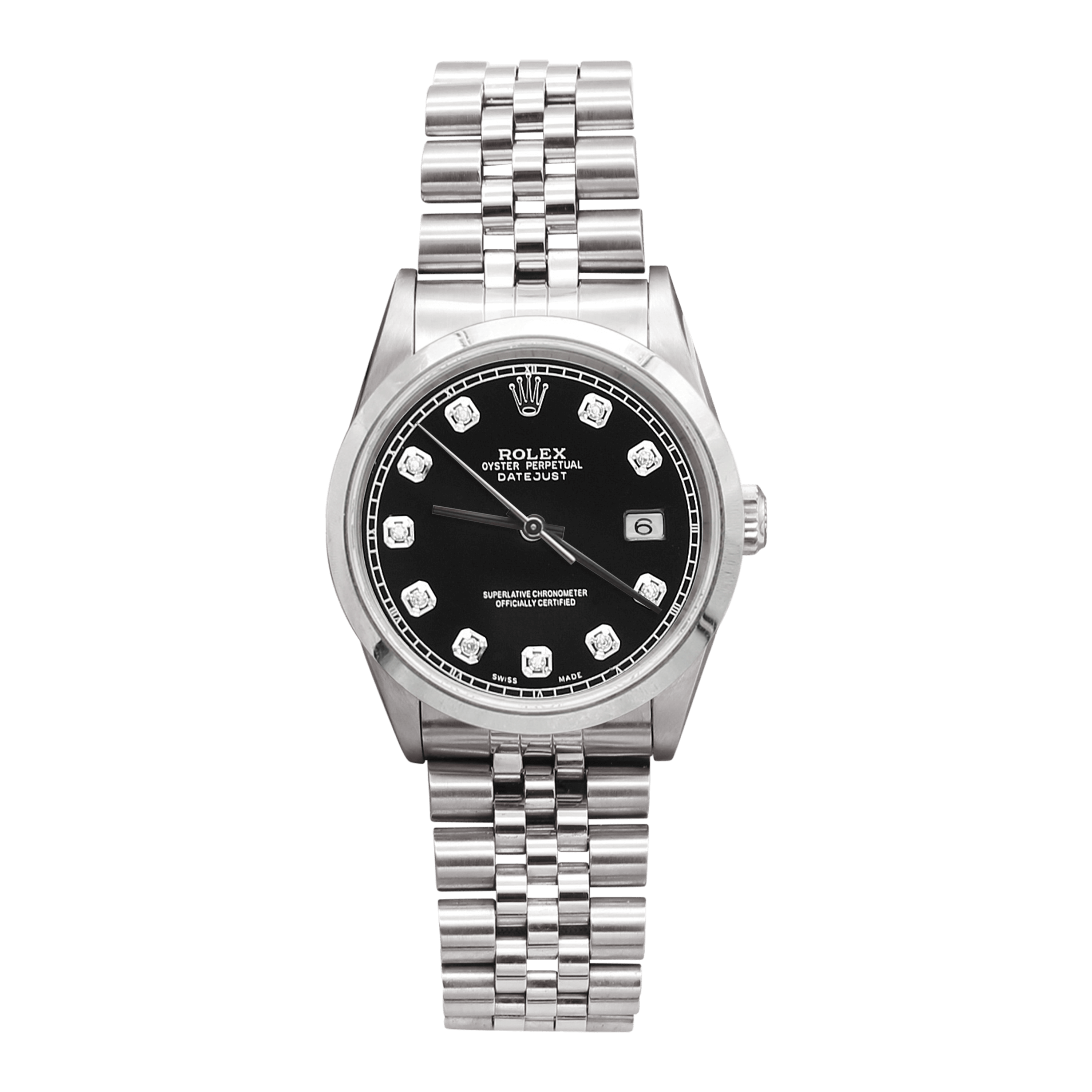 Rolex Datejust ref. 16200 - Jubilee bracelet - Black Gloss Zircons Dial