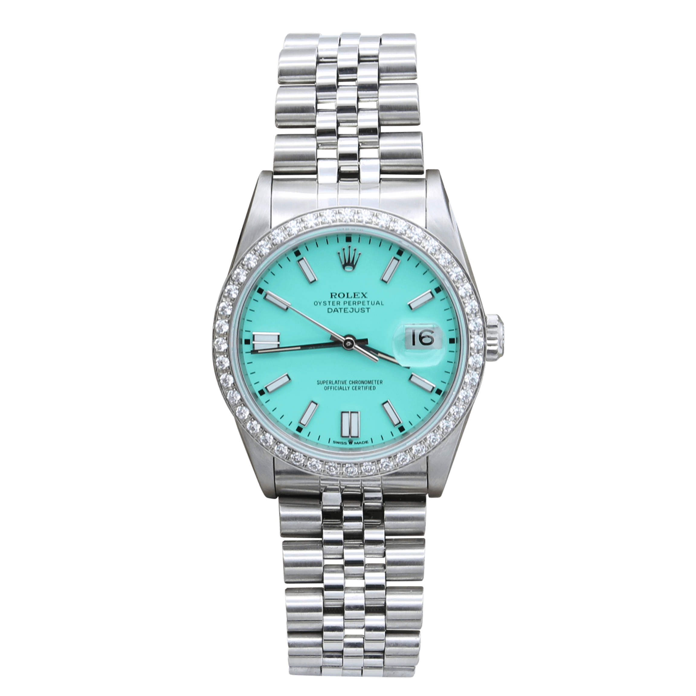 Rolex Datejust ref. 16234 Tiffany Dial Zircon Bezel
